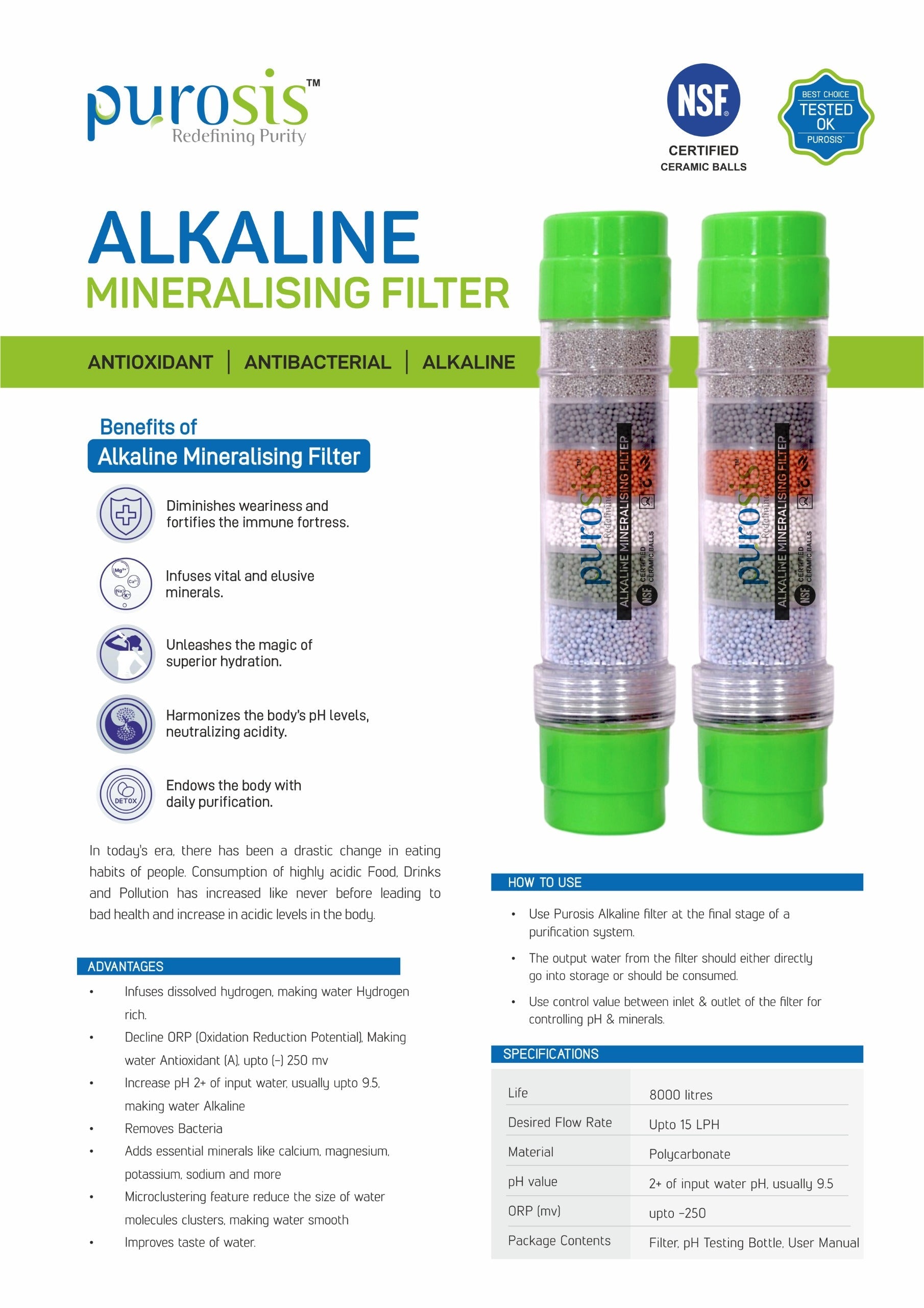 Purosis Alkaline Mineralizing Filter